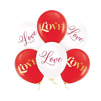 Ballongbukett "LOVE" - Alla hjärtans dag (6-pack)
