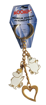 Söt nyckelring med Mumintrollet, Snorkfröken och ett hjärta