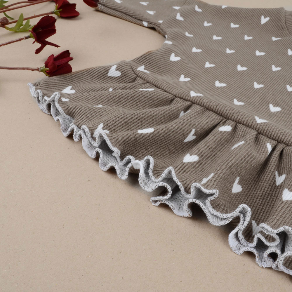 HEARTS RIBBED - TAUPE - 7