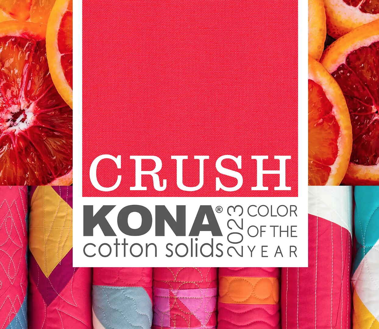 Quiltameva Charmpack Kona Cotton Solid, Color of the Year 2023 "Crush", 42st bitar 5" x 5"