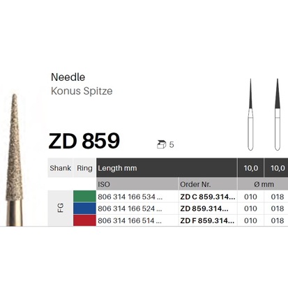 Zirconia Konisk spetsig ZD859 / 166, 5St.