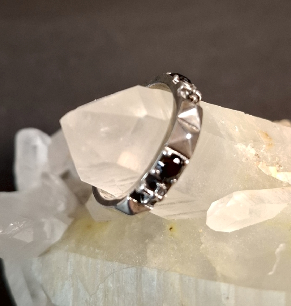 Silver Kors, Markasit och Svart Onyx Ring - 2
