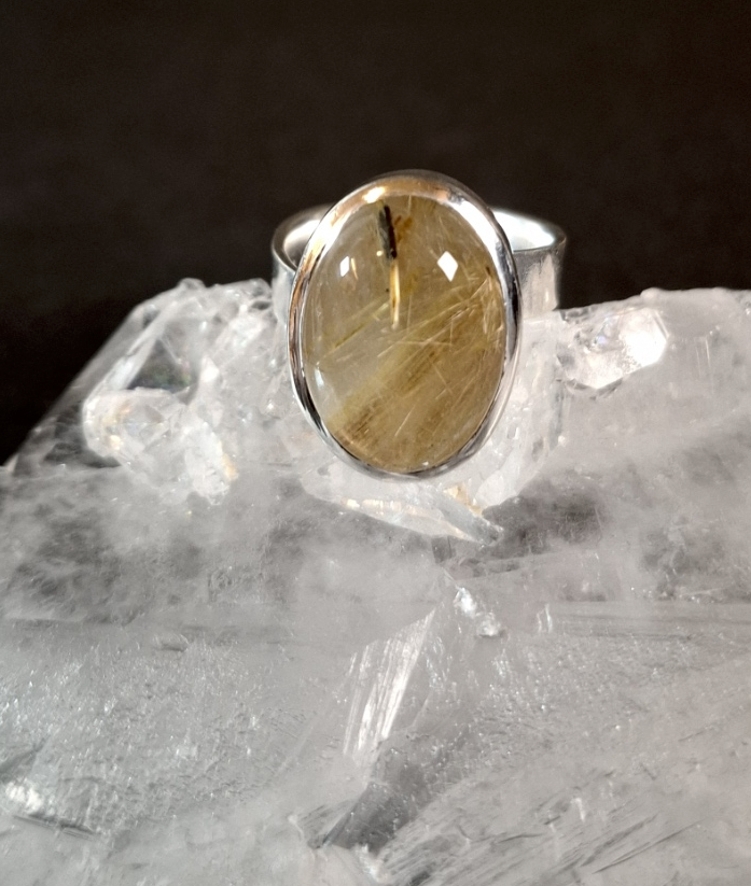Rutilkvarts Cabachon  Silver Ring  - 2