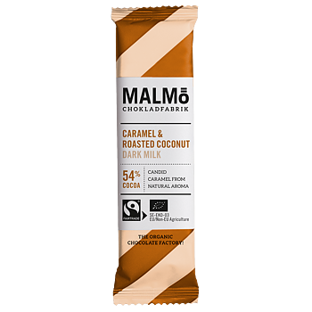 Malmö Chokladfabrik : Chokladbar Caramel & Roasted Coconut Dark milk 54%
