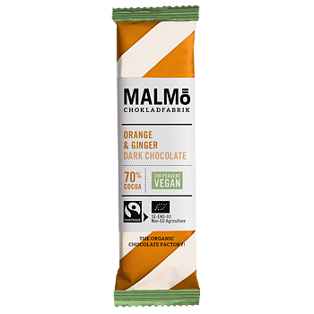 Malmö Chokladfabrik : Chokladbar Orange & Ginger Dark 70% - 100% Vegan!