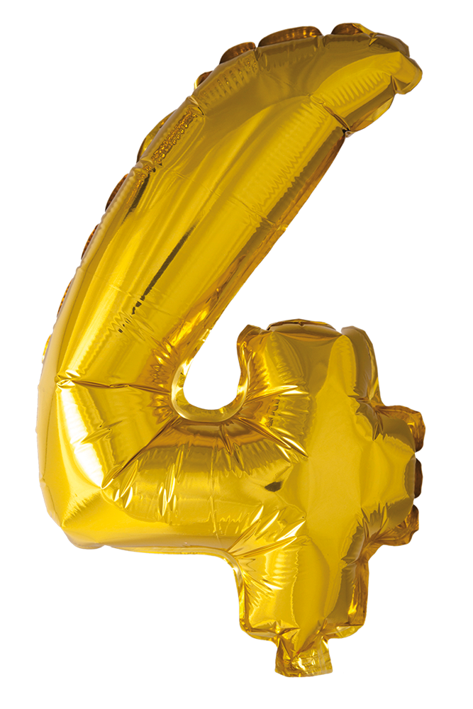 Foil balloon Number 4, Gold 66 cm
