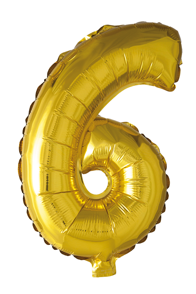 Foil balloon Number 6, Gold 66 cm