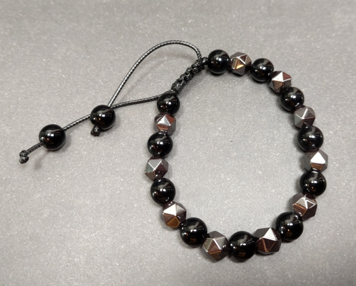 Svart Onyx med Hematit  Armband  - 2