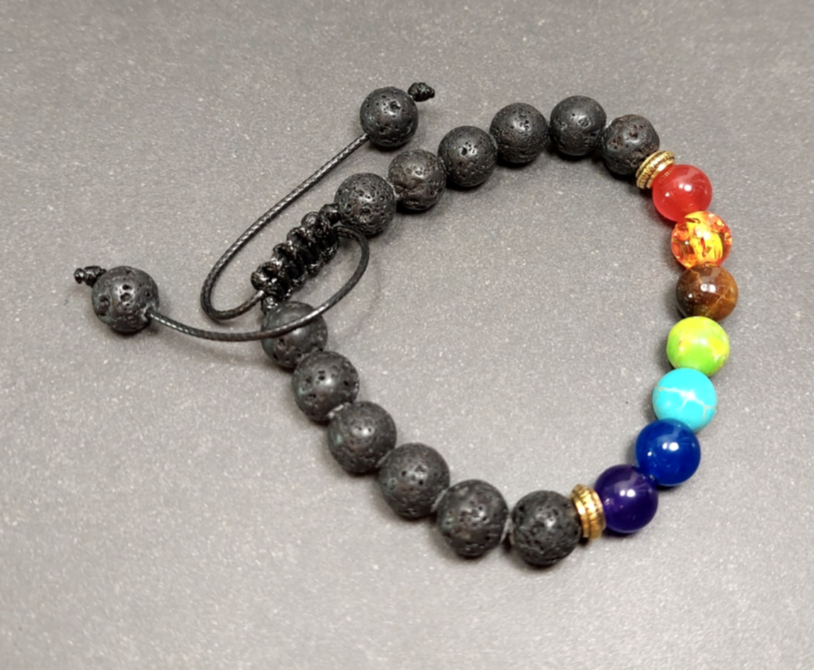 Chakra  Armband med Lavasten - 2