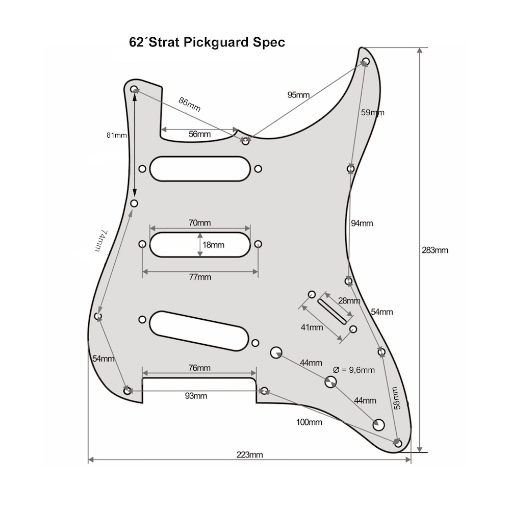Pickguard  '62 Stratocaster 3-Ply (Light Cream) - 6
