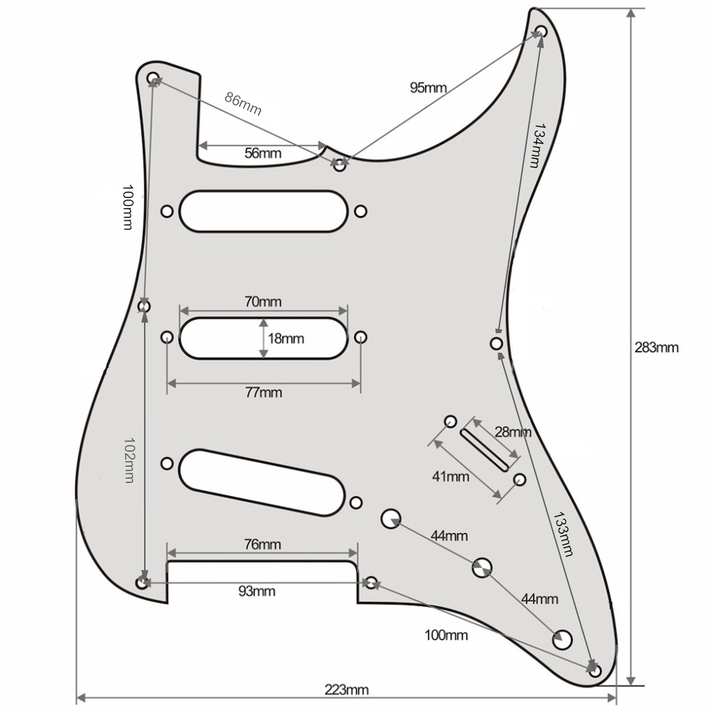 Pickguard '57 Stratocaster 8-Hole 3-Ply (Black) - 5