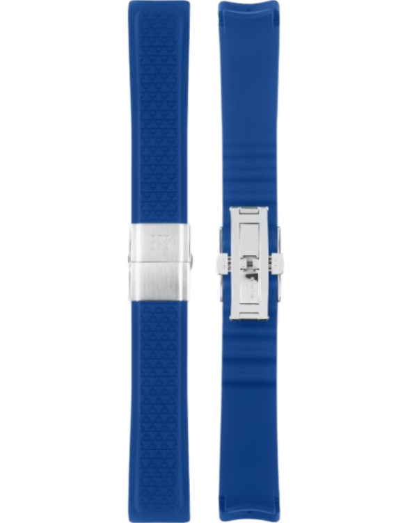 202463 Blått gummiband med viklås till Sjöö Sandström Royal Steel Classic 41 och Worldtimer 41