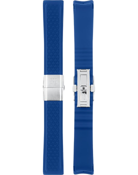 202463 Blått gummiband med viklås till Sjöö Sandström Royal Steel Classic 41 och Worldtimer 41