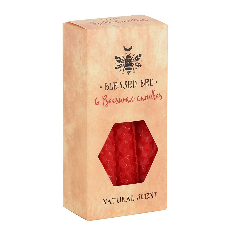 Röd Bivax Ljus , 6 pack - Blessed Bee - Kärlek / Love