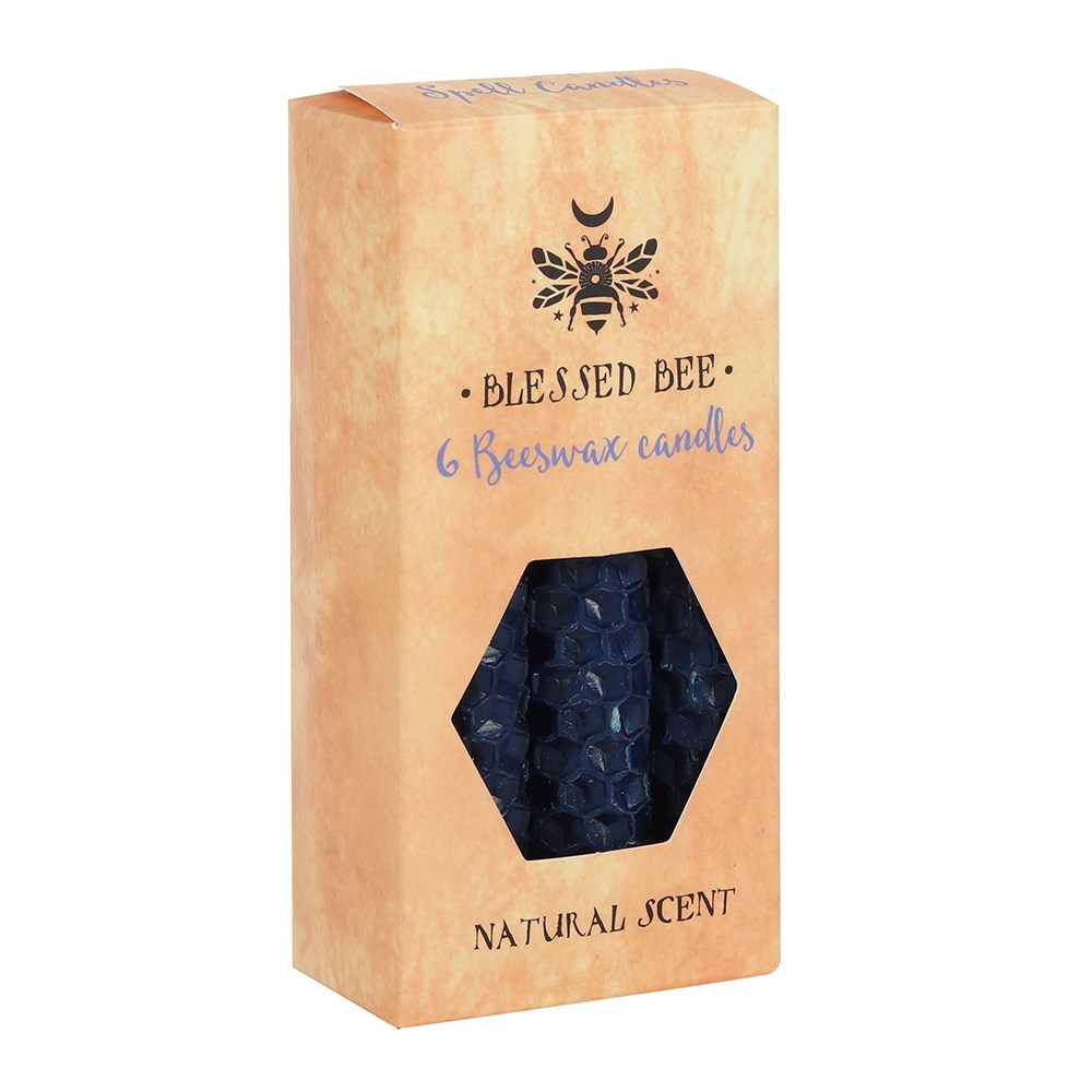 Blå Bivax Ljus , 6 pack - Blessed Bee - Peace / Fred
