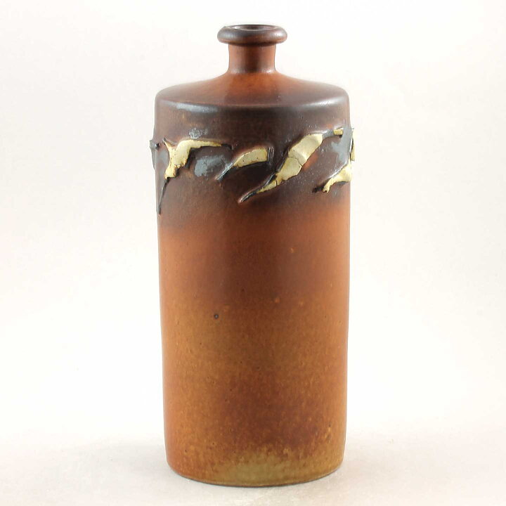 クレス・テル  一点もの　鳥模様のあるブラウンのベース Vase 25cm  1982年