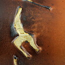 Claes Thell (1982)  Unique Brown Vase with Birds Relief 25 cm