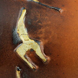 Claes Thell (1982)  Unique Brown Vase with Birds Relief 25 cm
