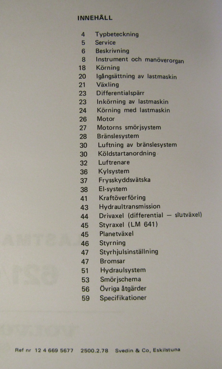 1978 Volvo BM LM 621/641 Instruktionsbok 2.78 - 2