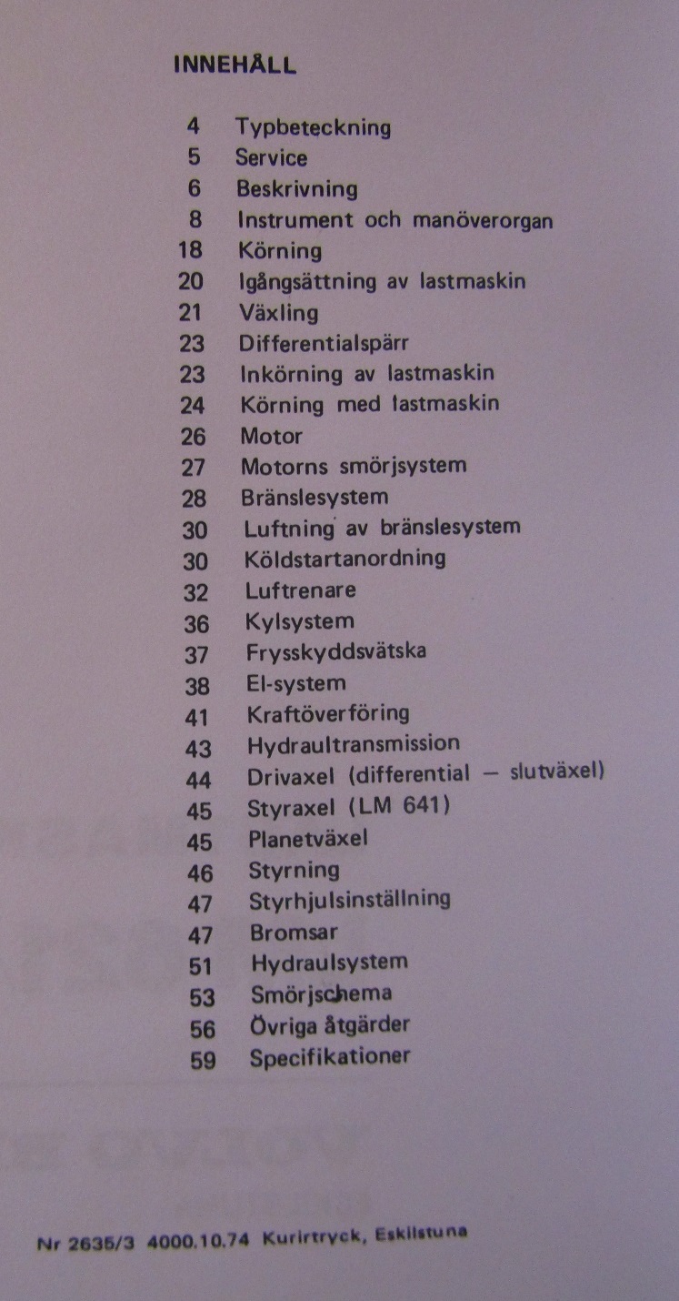 1974-1978 Volvo BM LM 621/641 Instruktionsbok 10.74 - 2