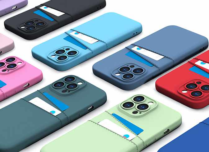 iPhone 14 Pro Shell - Microfiber Silicone Double Card Slot - 4