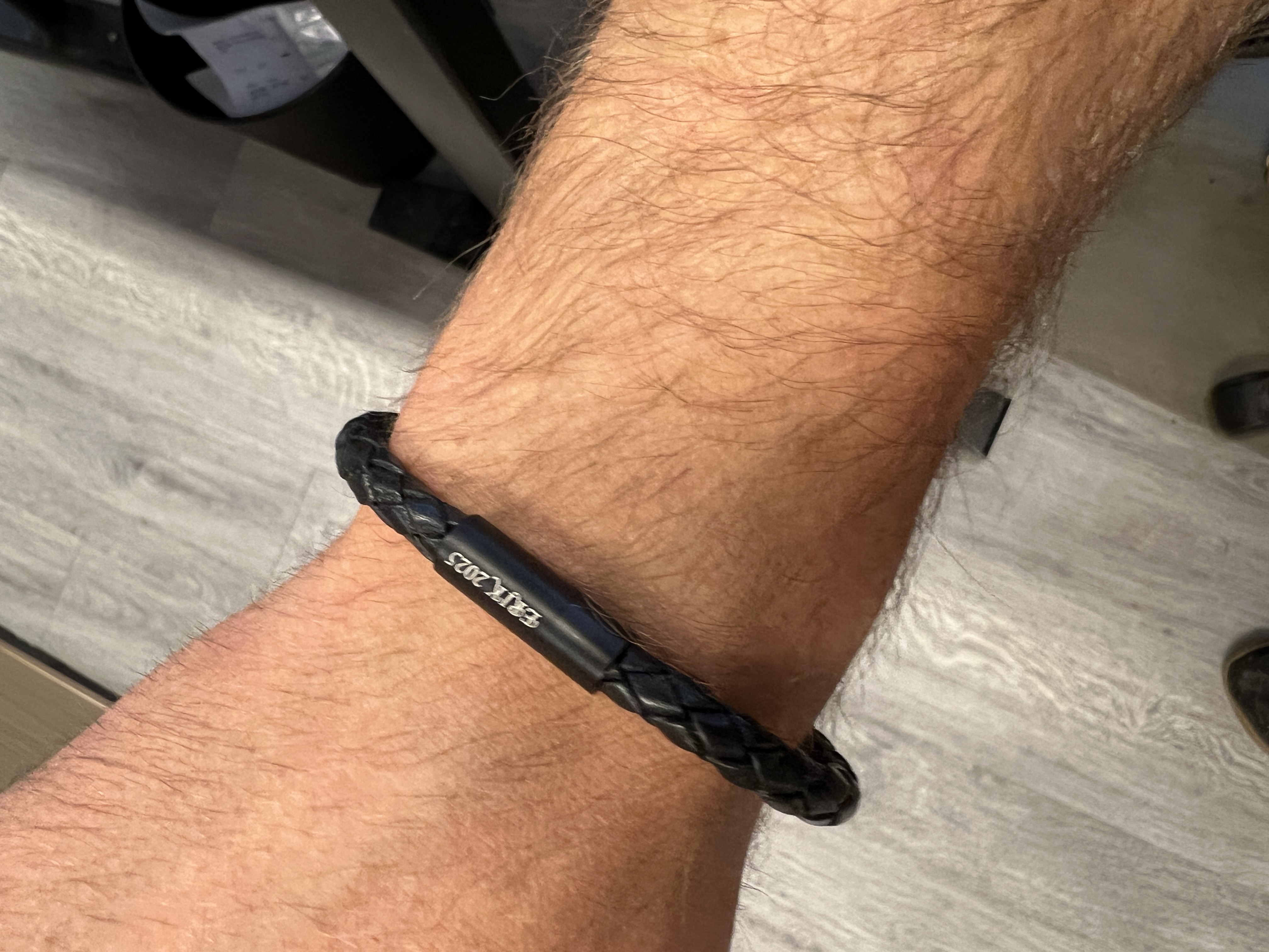 Nahkarannekoru musta 6mm teräs ilmainen kaiverrus - 2