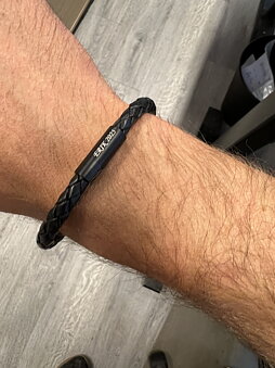 Nahkarannekoru musta 6mm teräs ilmainen kaiverrus