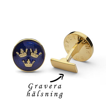 Skultuna kalvosinnapi kolme kruunua kulta/sininen