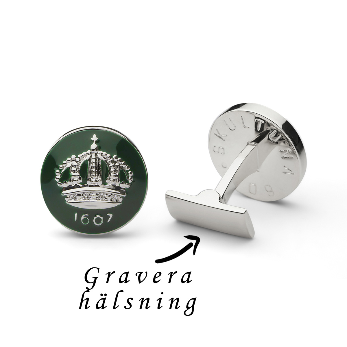 Skultuna Manschettenknopf Krone silber/grün