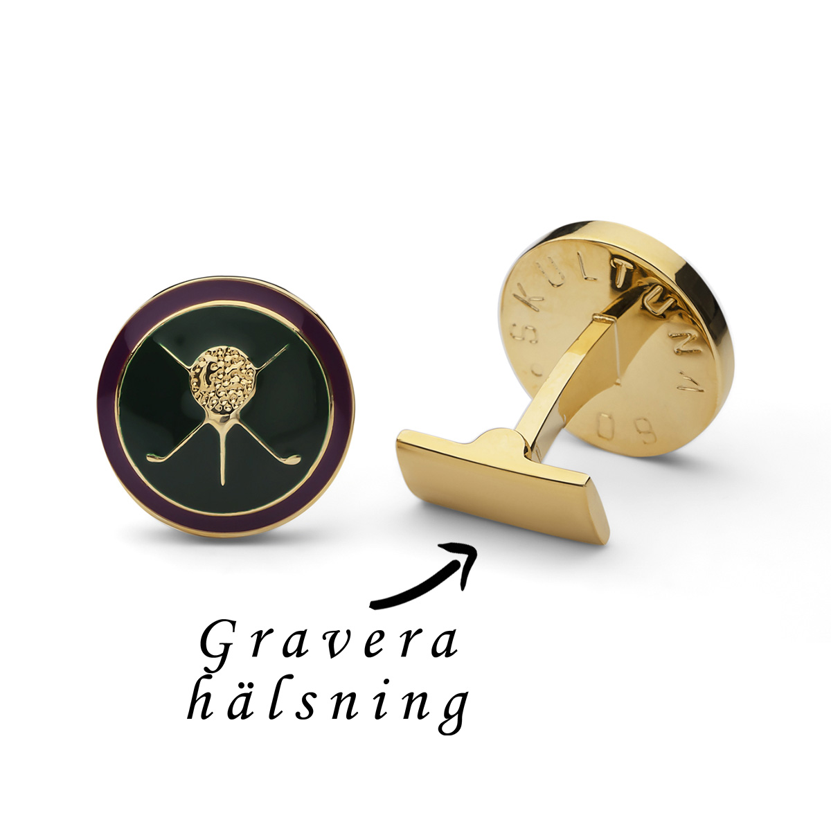 Skultuna kalvosinnapi golf kulta/vihreä/violetti