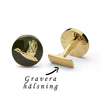 Skultuna manchetknapp flyvende and guld/grøn