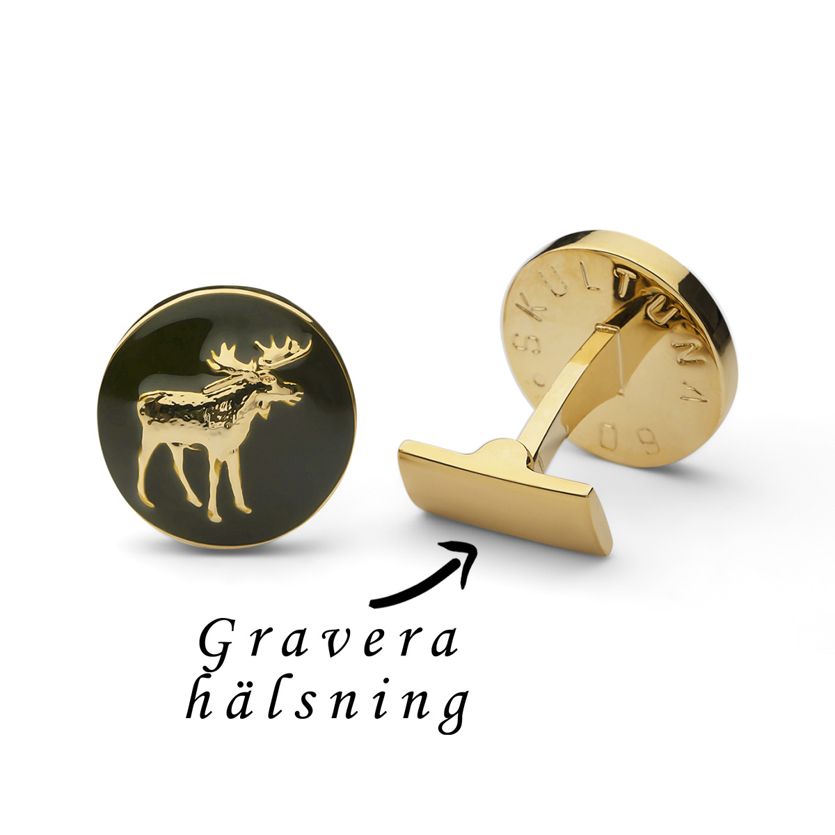 Skultuna Skultuna cufflink moose gold/green