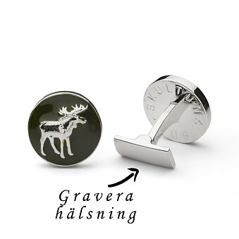 Skultuna manchetknap elg sølv/grøn