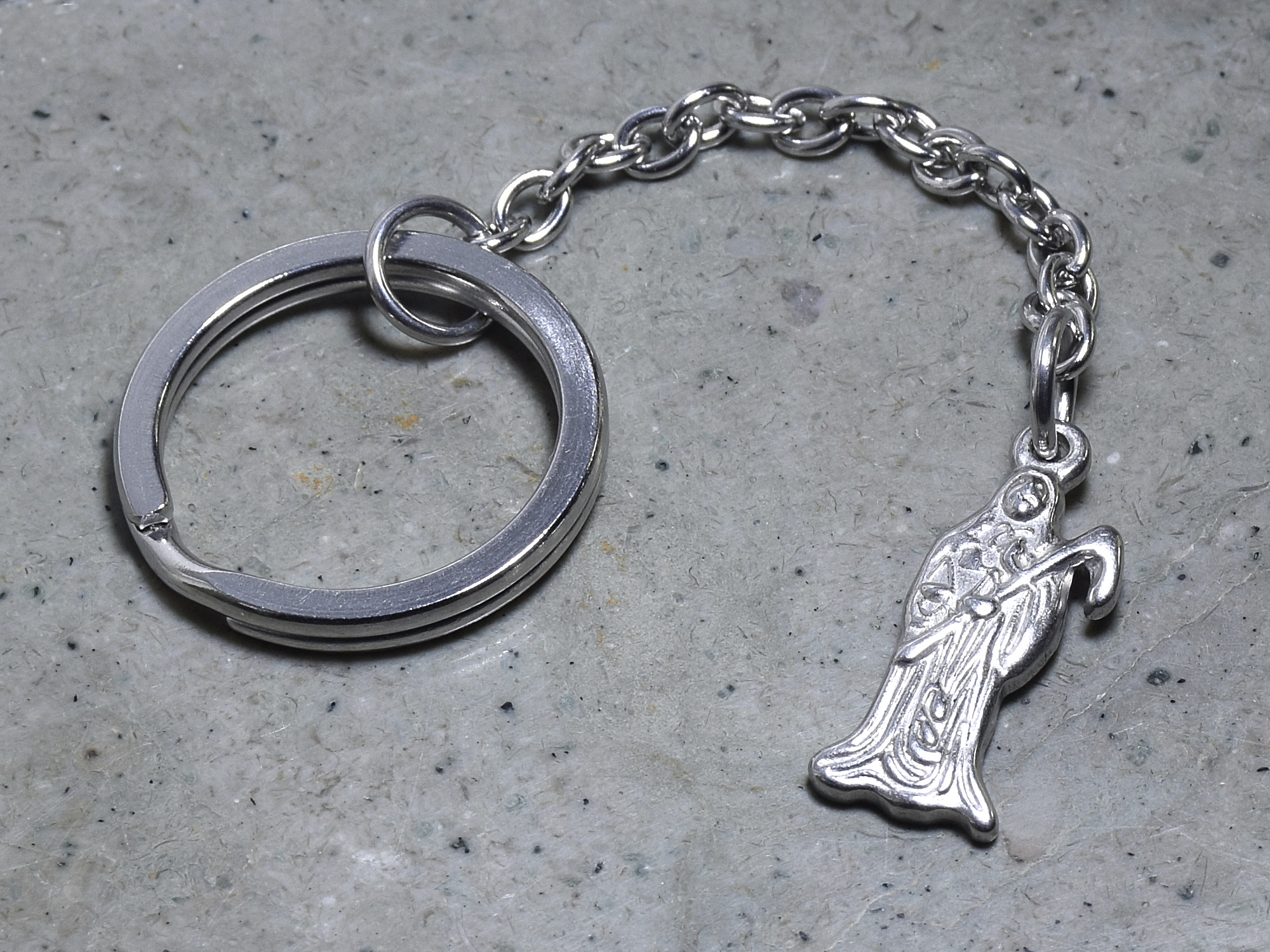 Liemannen Nyckelring i Rostfritt Stål, Goth Accessoar, Döden med Lie Nyckelhållare - 2