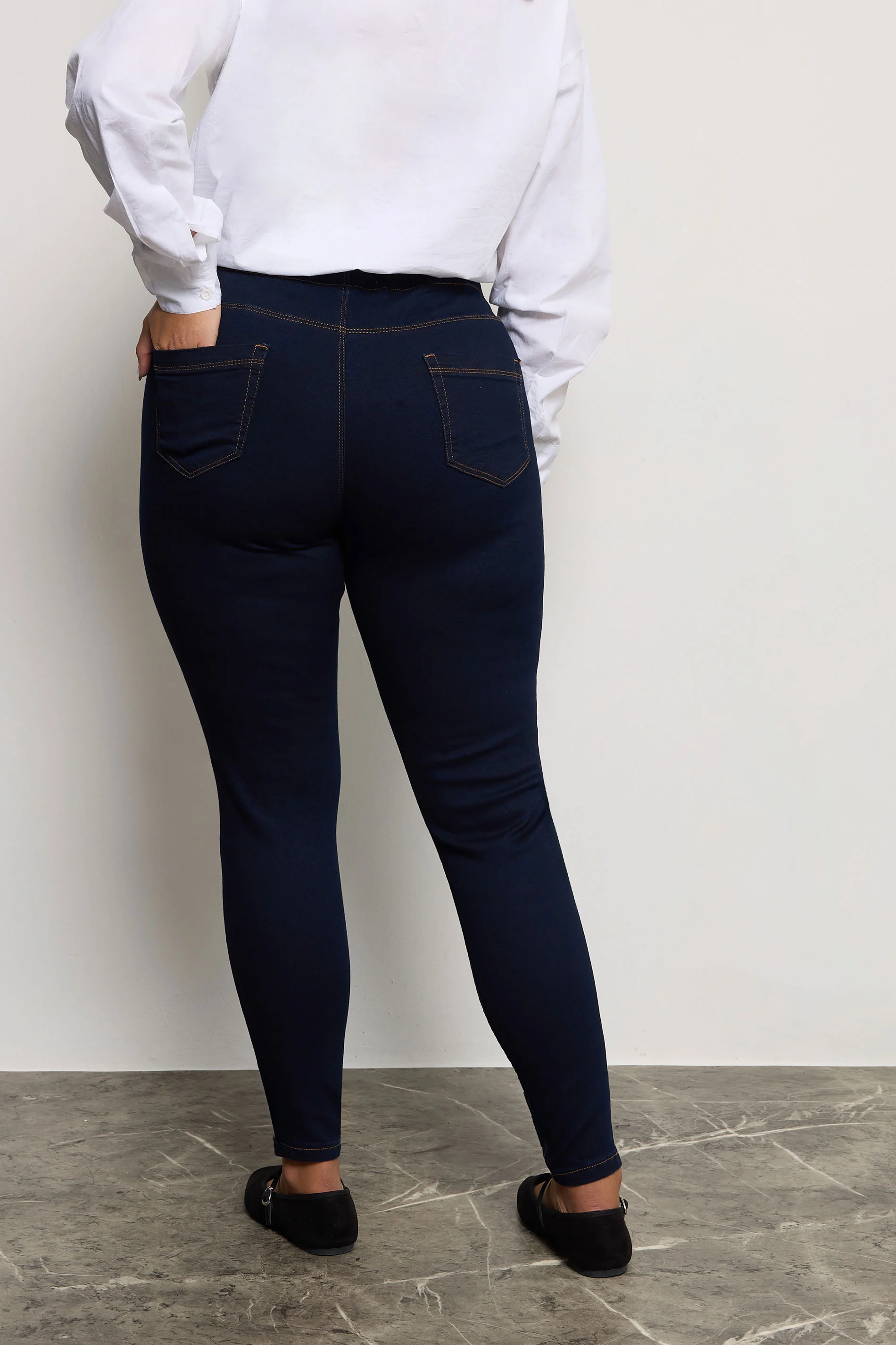 Jeggings med fickor, Jenny, indigoblå  - 3