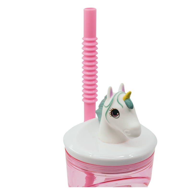 Unicorn Mugg med Sugrör 3D - 3