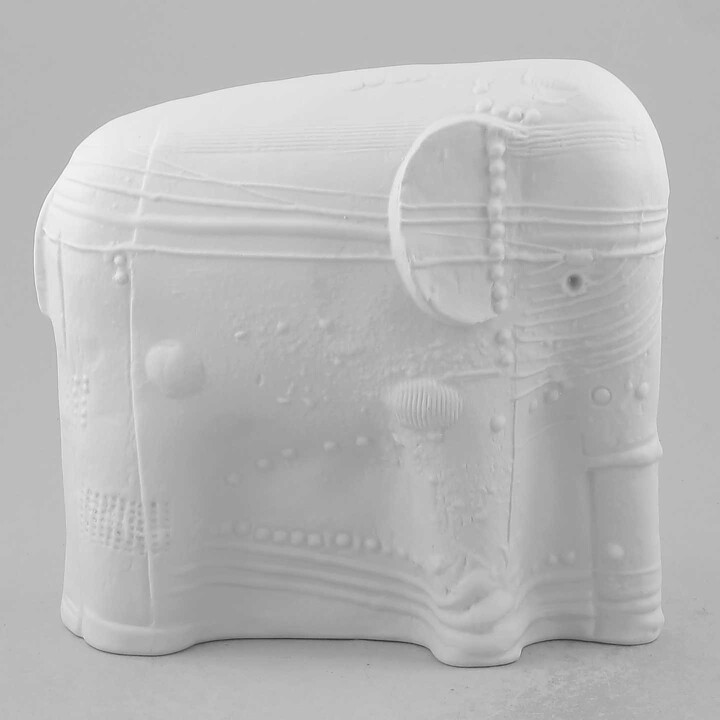 Bertil Vallien (Terra 1978) White Elephant with Relief Decor 21 cm