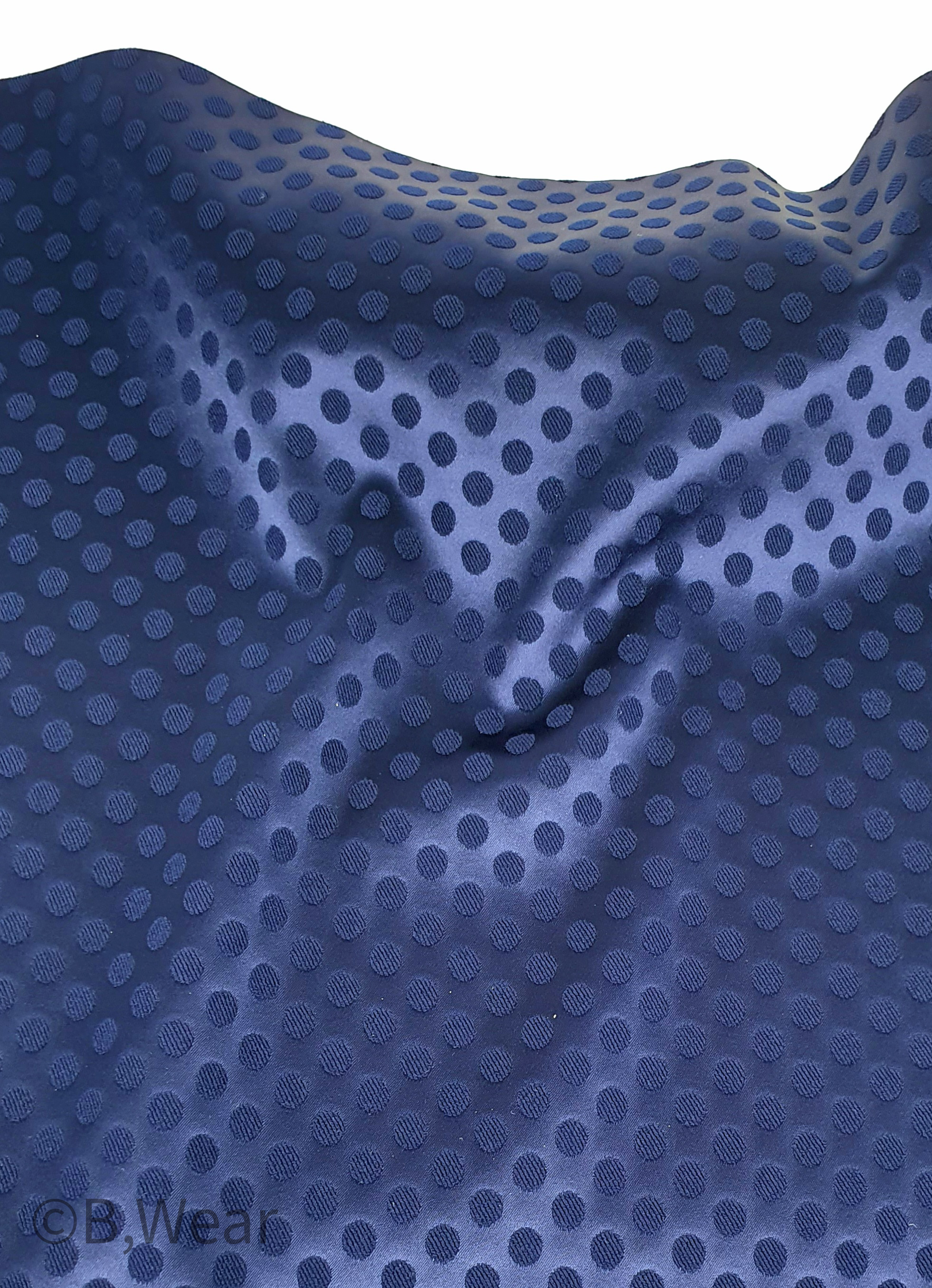 Stretch Satin - Marinblå med prickar - 3