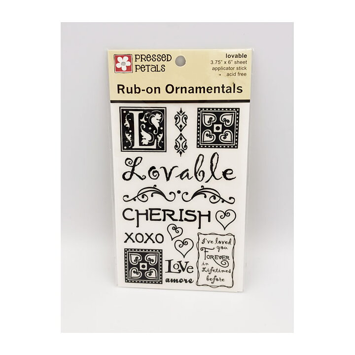 Pressed Petals Rub-On Ornamental - Lovable