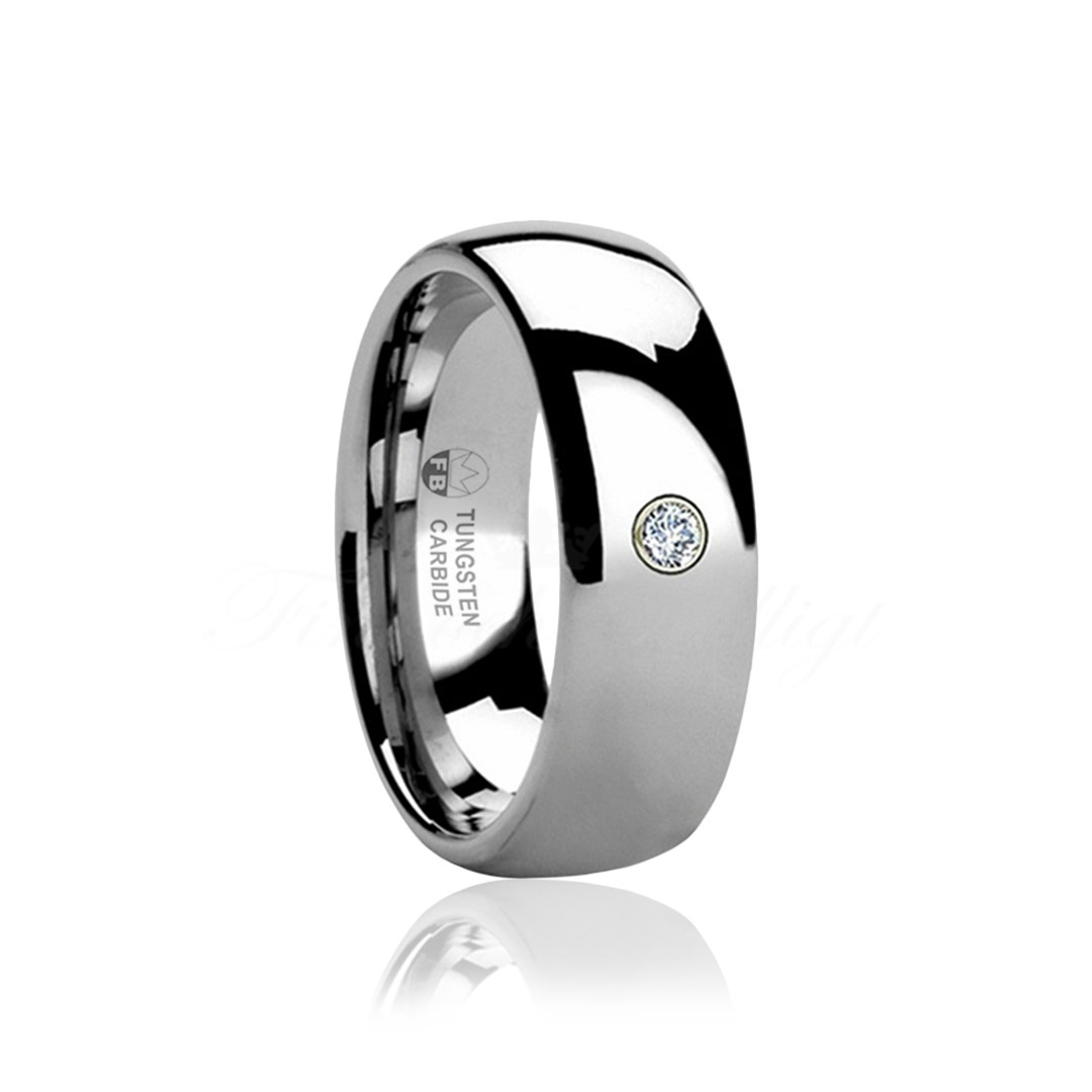 Förlovningsringar - Tungsten Högblank Sten Paket - Shiny Diamond - 4