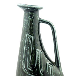 Gunnar Nylund (Farina 1960s) Green Bottle Vase with Abstract Relief 31 cm