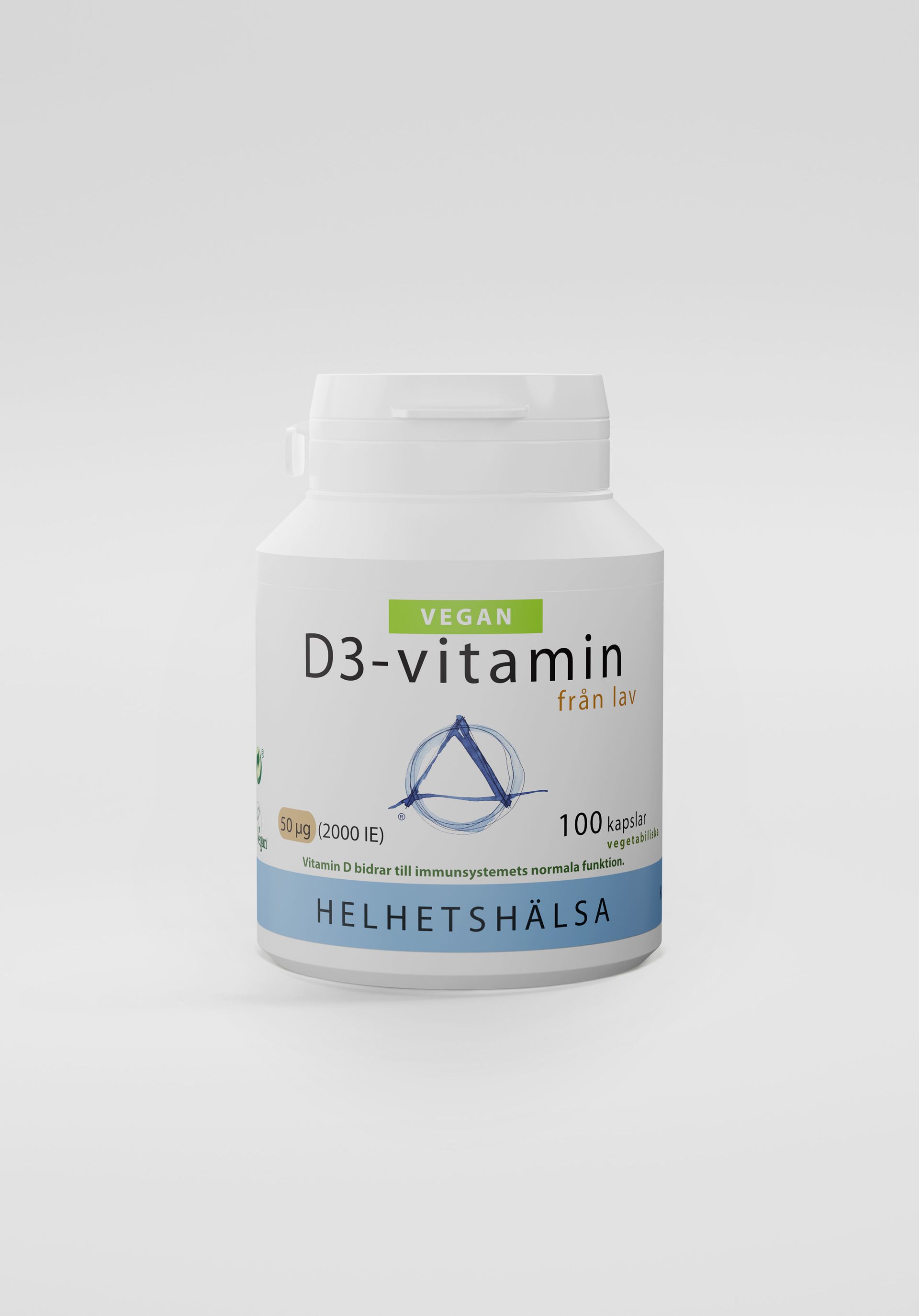 D3-vitamin, 50 µg, vegan 100 kapslar - Helhetshälsa