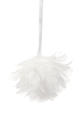 Fjäderboll med hänge - Fjädrar - Vit - 2