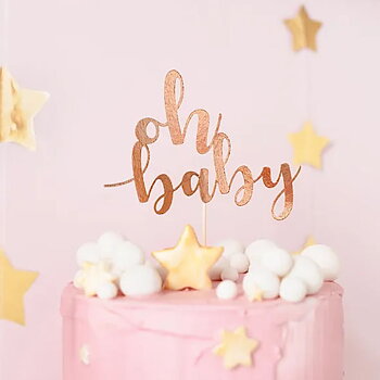 Cake topper "Oh baby" - Rosé