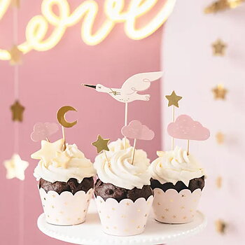 Cake picks  - Baby Shower - Rosa Stork