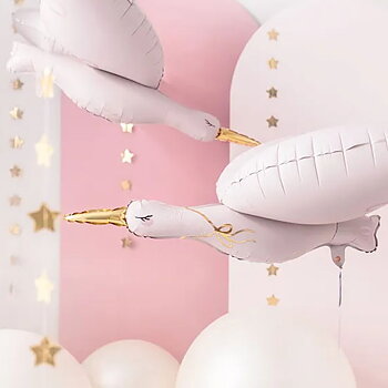 Folieballong - Rosa flygande stork