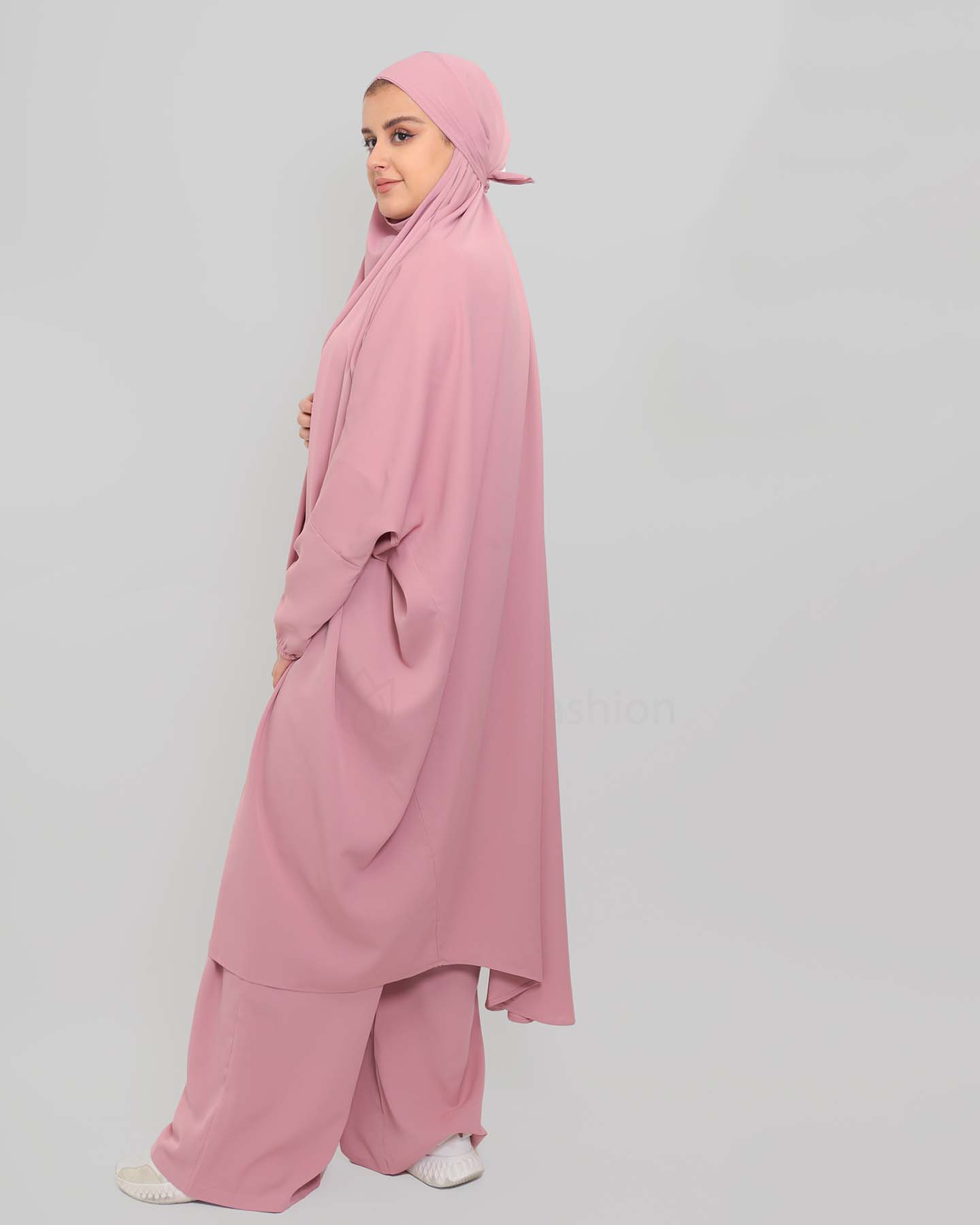 Two piece Pants Jilbab Abaya - Mauve - 3