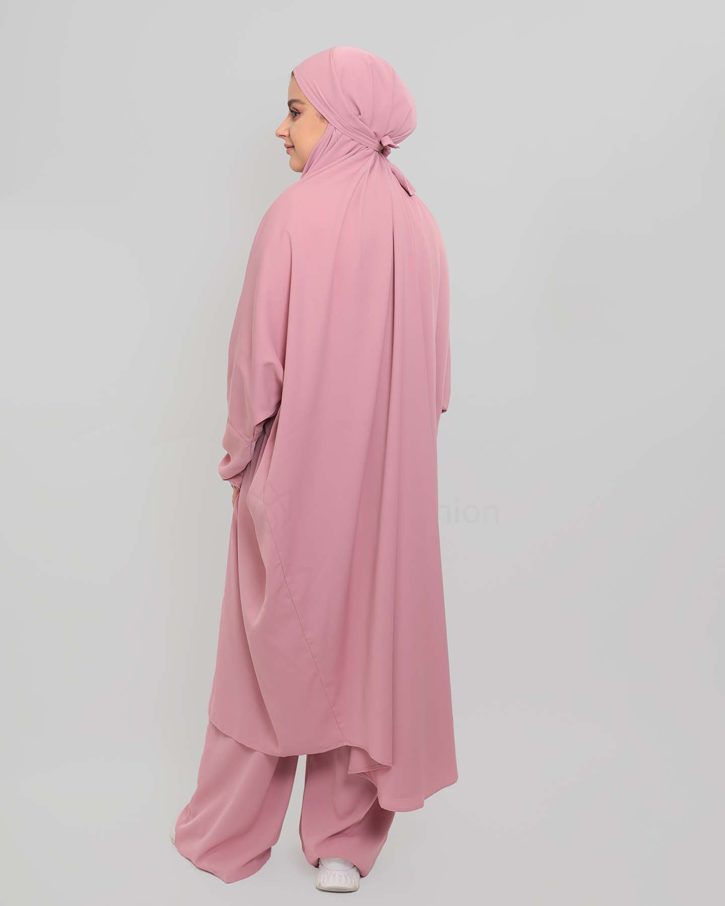 Two piece Pants Jilbab Abaya - Mauve - 4