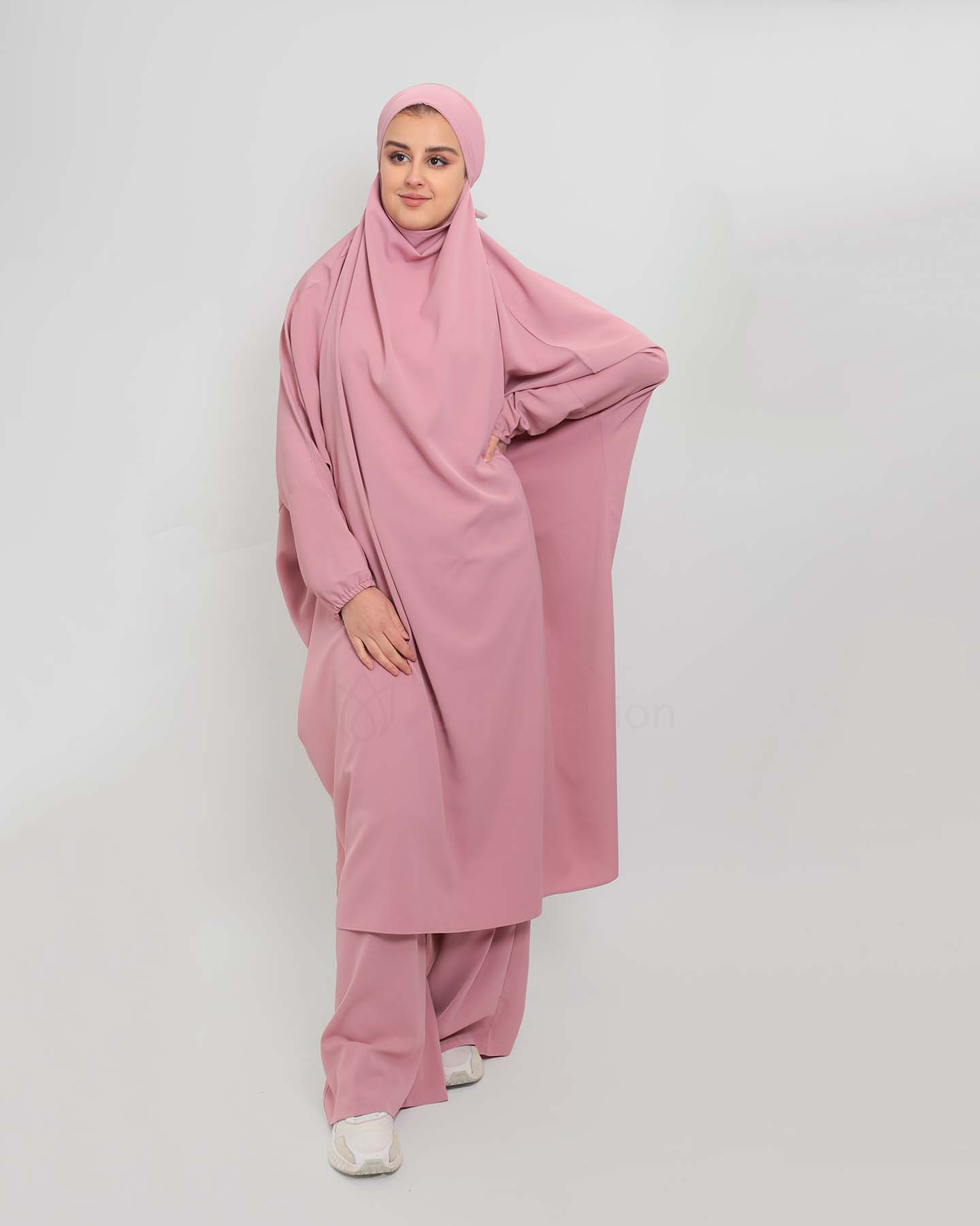 Two piece Pants Jilbab Abaya - Mauve - 2