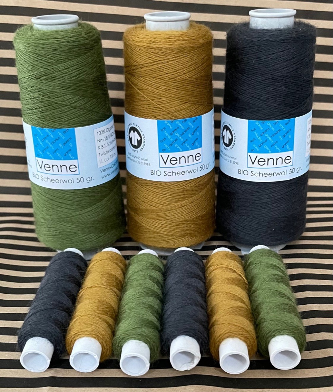 Organic Merino wool yarn Venne Nm 28/2 GOTS 50 g